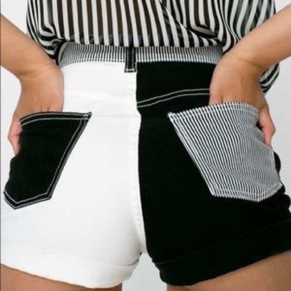 American Apparel Black & White Color Block Short